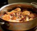 Braised Chicken Legs with White Wine, Bacon, Cipolline Onions & Mushrooms Recipe